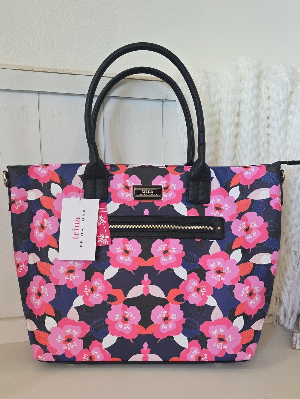 Trina Turk Vegan Leather Floral Tote NWT